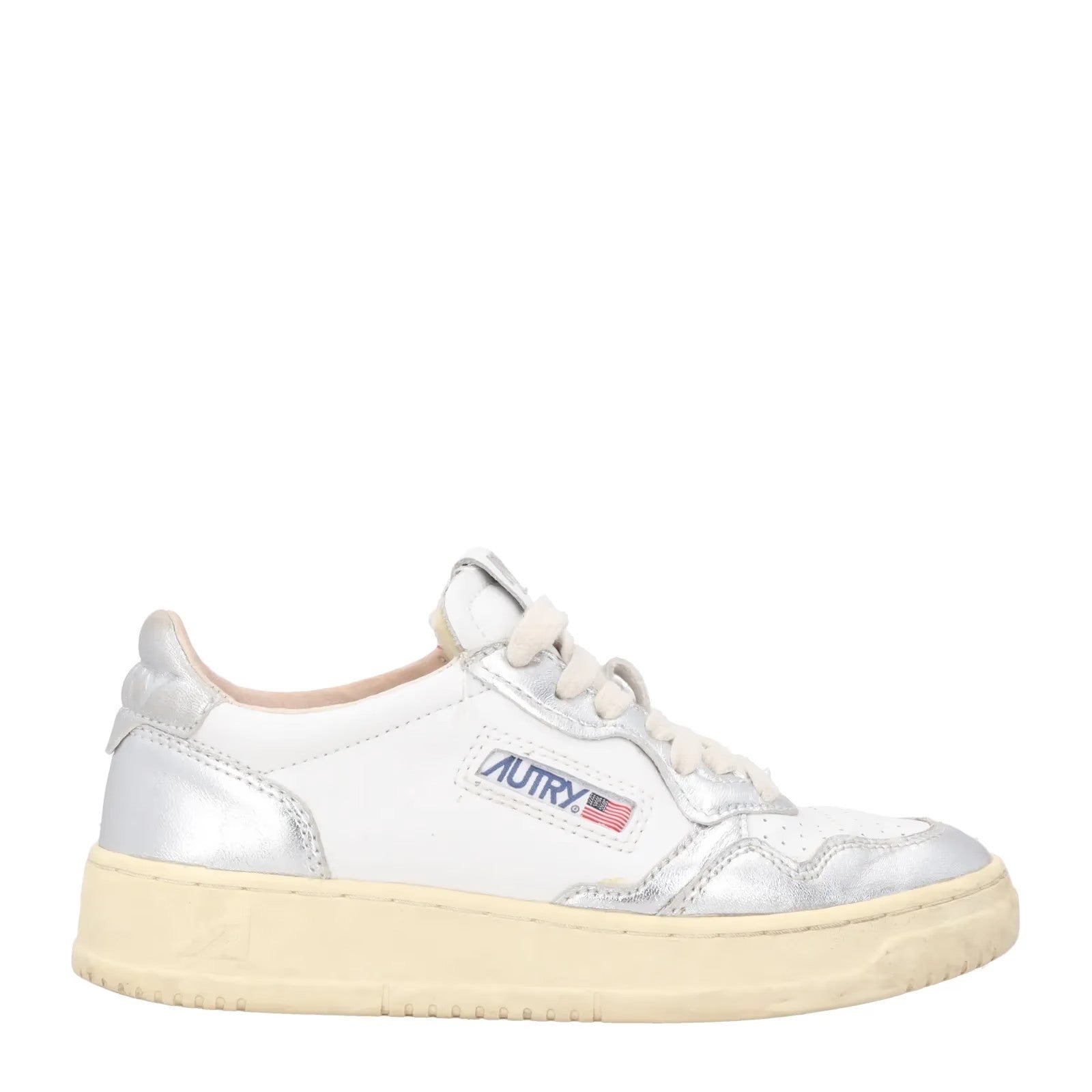 AUTRY Womens Medalist  Bicolour White Leather Low Top Sneaker EU 35 RRP 190