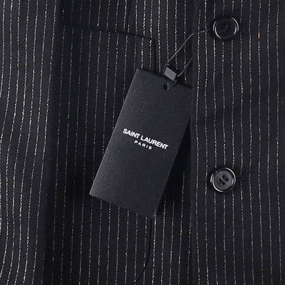 SAINT LAURENT Mens Button Accents Blazer Cotton Blend Black Size 48 RRP 2045 — View 8