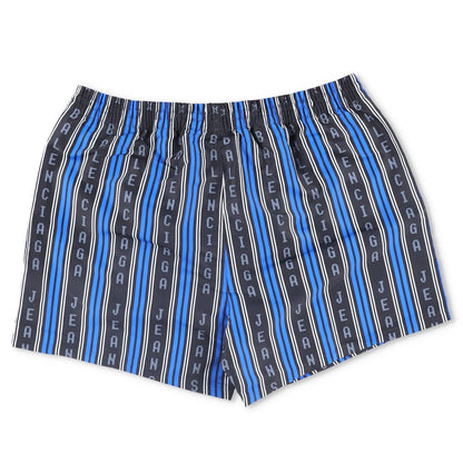 BALENCIAGA Men Swim Shorts Bottoms Striped Black Blue Grey Elastic Size M RRP495 — View 9