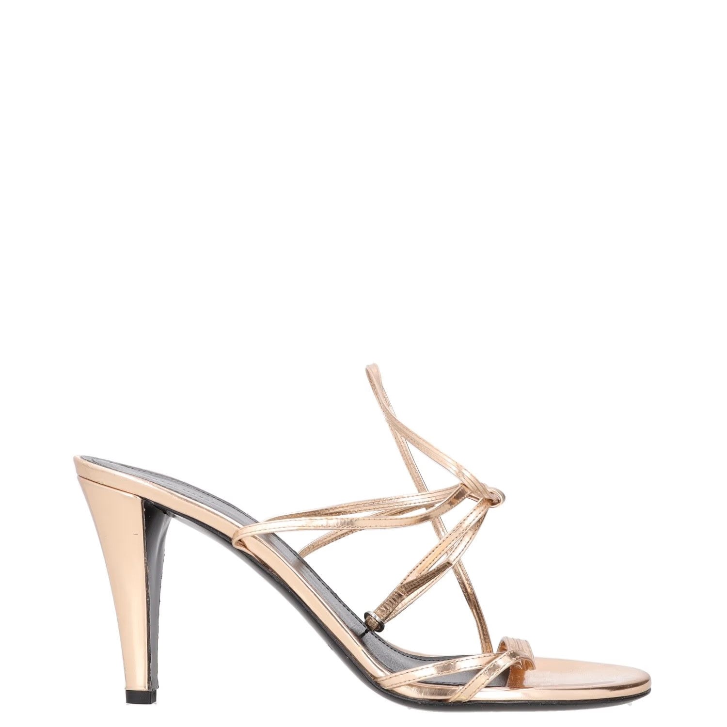 JACQUEMUS Womens Strappy Stiletto Heels Gold Leather Open Toe EU 40 RRP 325