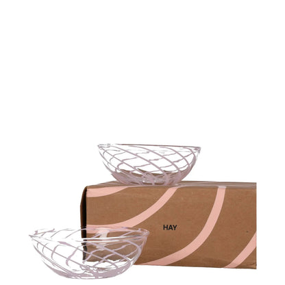 HAY Pink Glass Bowl Set Swirl Pattern Smooth Finish Modern Dining RRP 60 — View 4