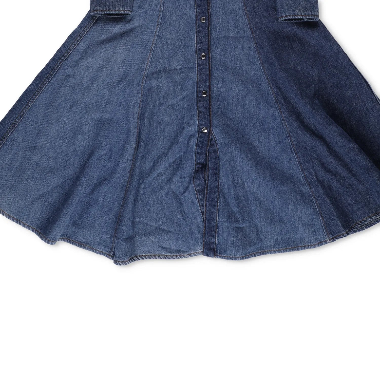 CHLOE Womens Denim Midi Dress Long Sleeve Button Front Dark Blue Size 34 RRP1305 — View 4