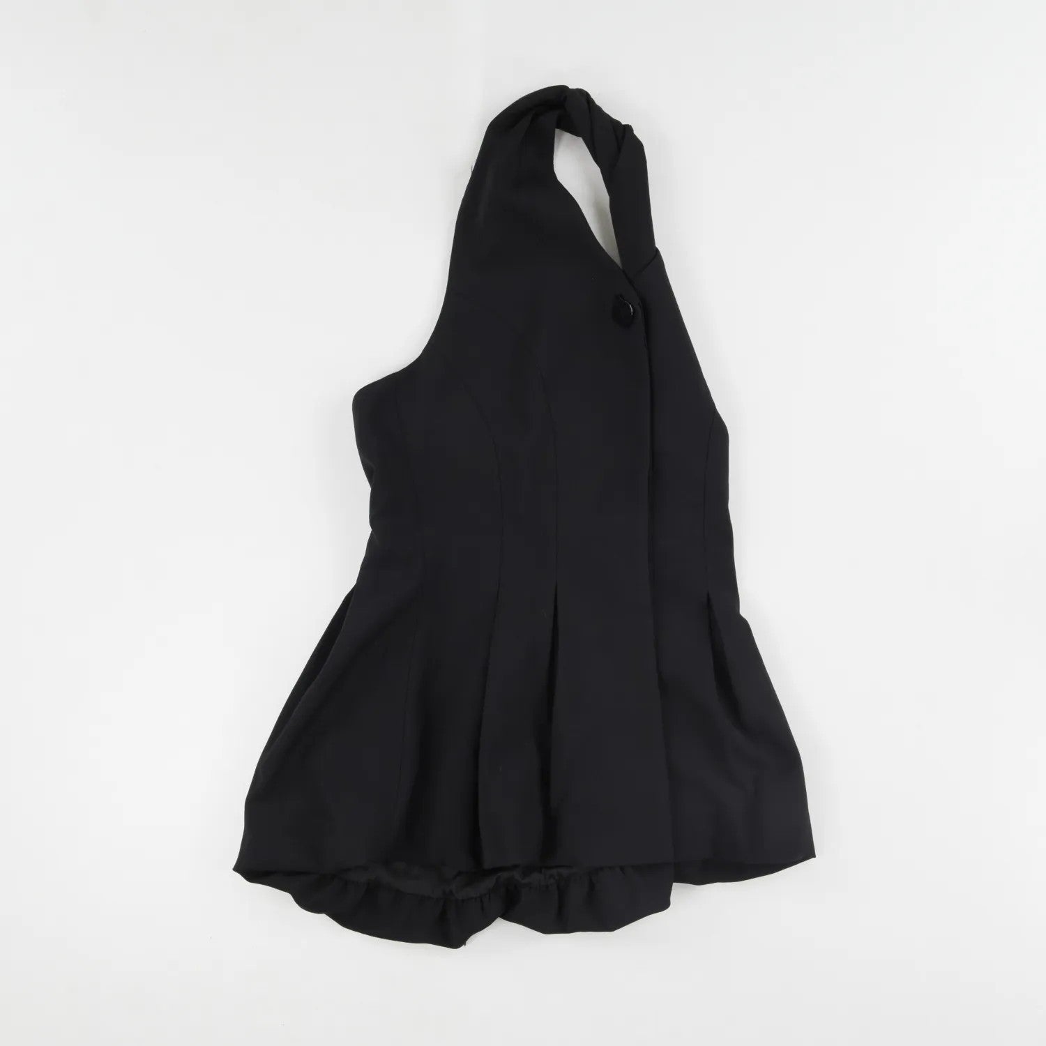 TOVE Womens Black Virgin Wool Halter Neck Crop Blouse Button Detail UK 38 RRP695 — View 2