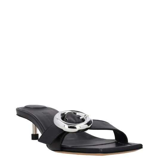 JACQUEMUS Womens Mule Heels Black Leather Metal Buckle Open Toe UK 3 RRP 400 — View 2