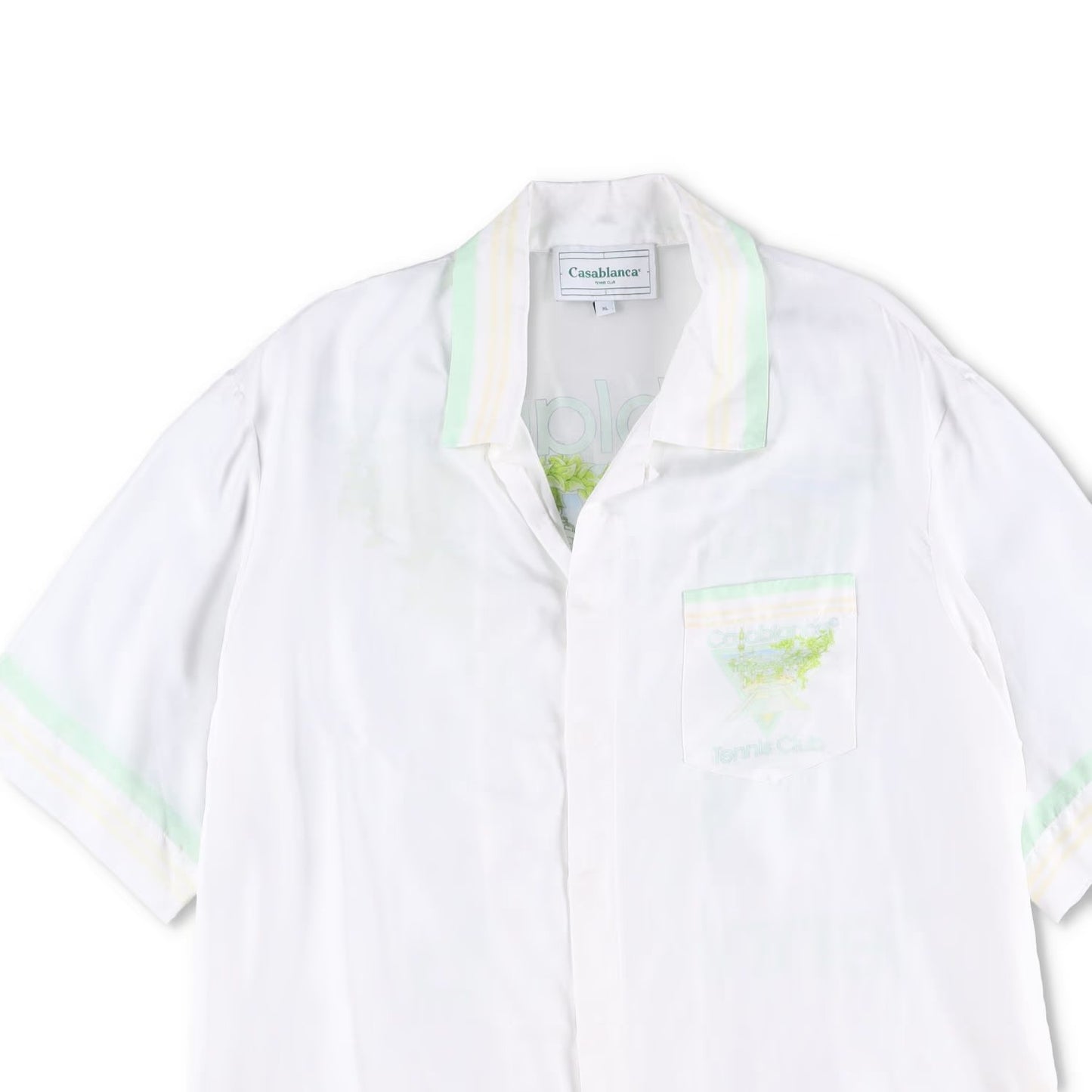 CASABLANCA Men Cuban Collar Short Sleeve Shirt Icon Pastelletenn White XL RRP785 — View 2
