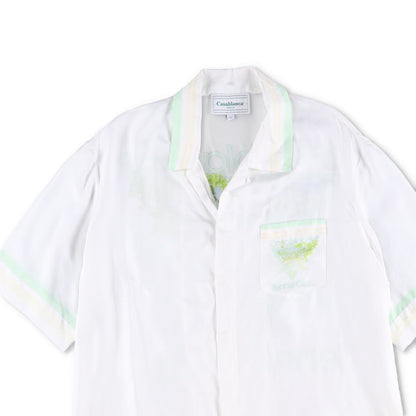 CASABLANCA Men Cuban Collar Short Sleeve Shirt Icon Pastelletenn White XL RRP785 — View 2