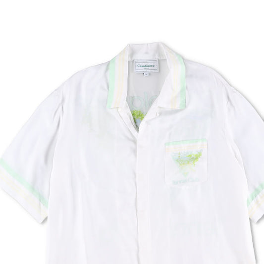 CASABLANCA Men Cuban Collar Short Sleeve Shirt Icon Pastelletenn White XL RRP785 — View 2