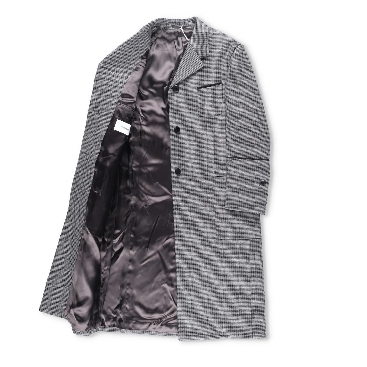 SALVATORE FERRAGAMO Womens Overcoat Knee Length Grey Collared Size 42 RRP 4045 — View 6