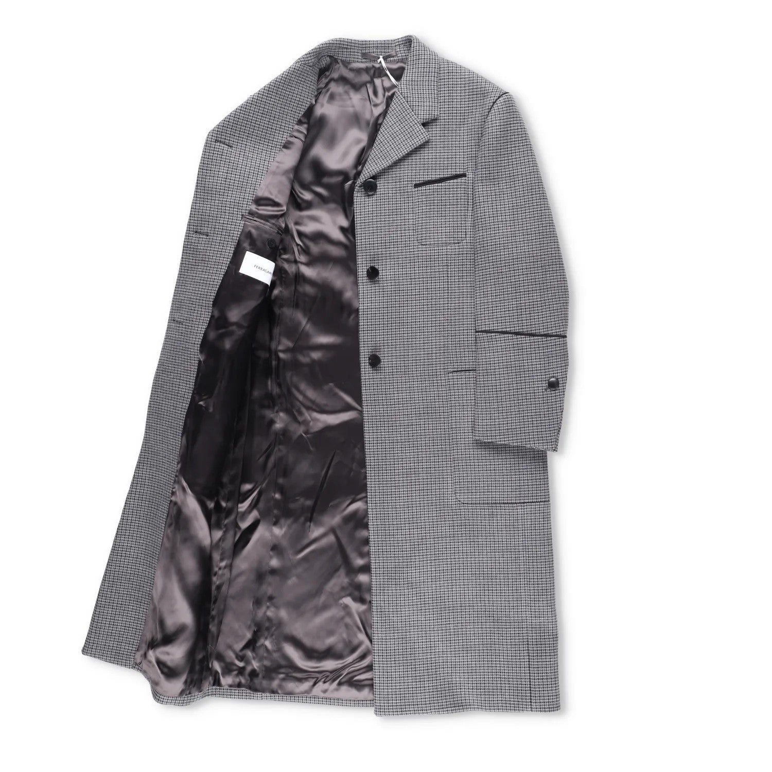 SALVATORE FERRAGAMO Womens Overcoat Knee Length Grey Collared Size 42 RRP 4045 — View 6