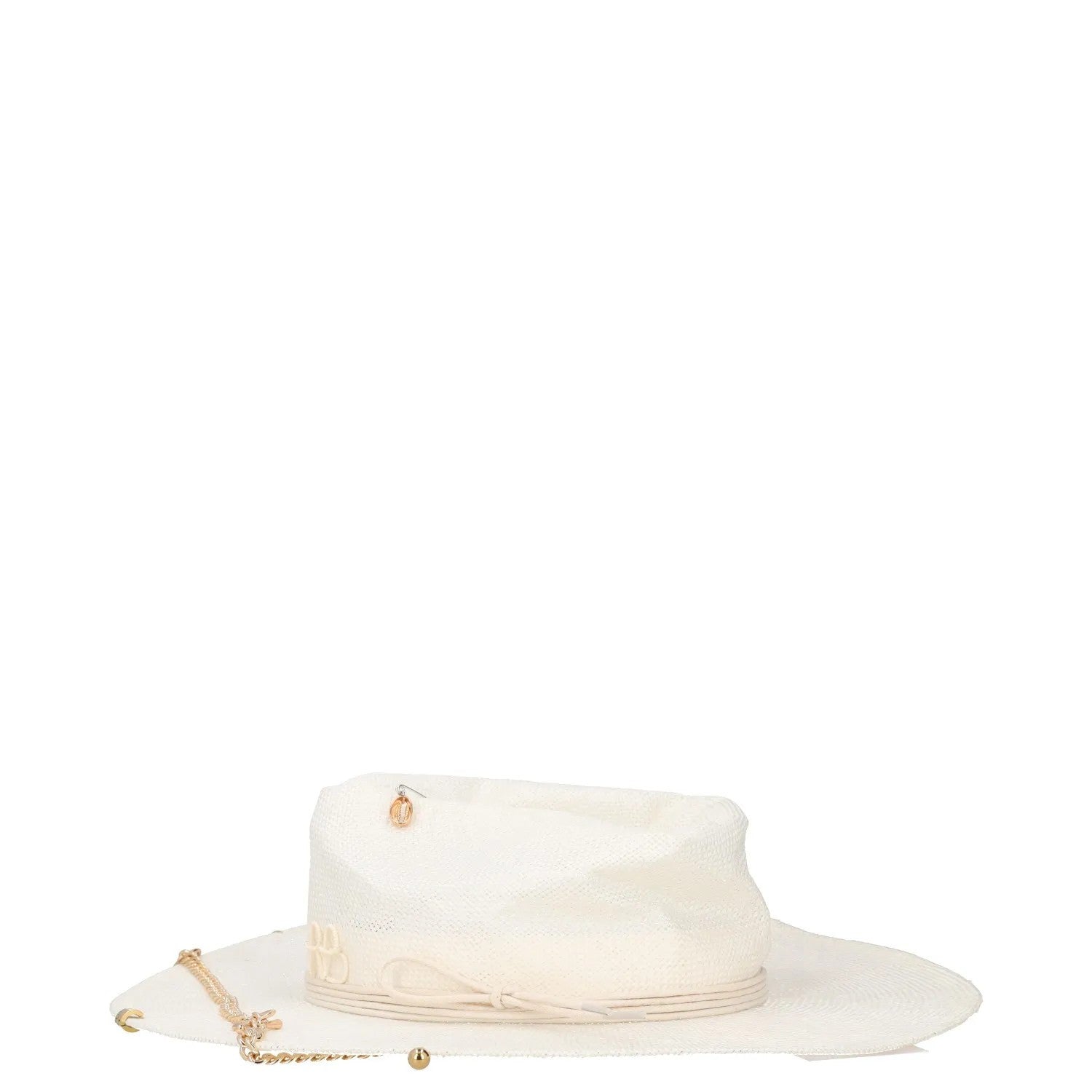 RUSLAN BAGINSKIY Womens Pierced Chain Strap Fedora Hat Beige Neutrals L RRP 400 — View 3