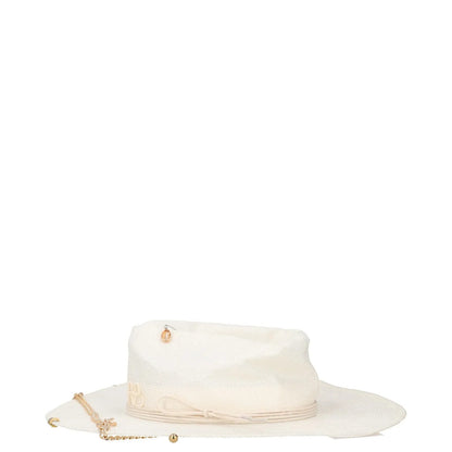 RUSLAN BAGINSKIY Womens Pierced Chain Strap Fedora Hat Beige Neutrals L RRP 400 — View 3