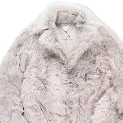 BOTTEGA VENETA Womens Overcoat Fur Oversized Big Belt Detail Grey 40 RRP 9010 — View 2