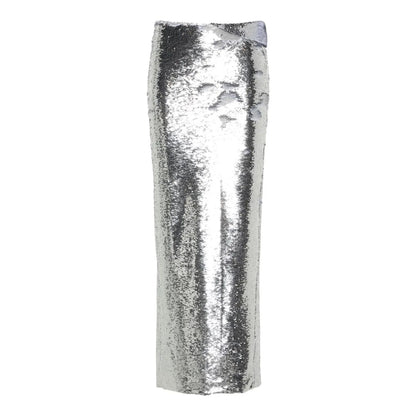 LAQUAN SMITH Womens Maxi Skirt Metallic High Rise Long Satin Size XS RRP 1115