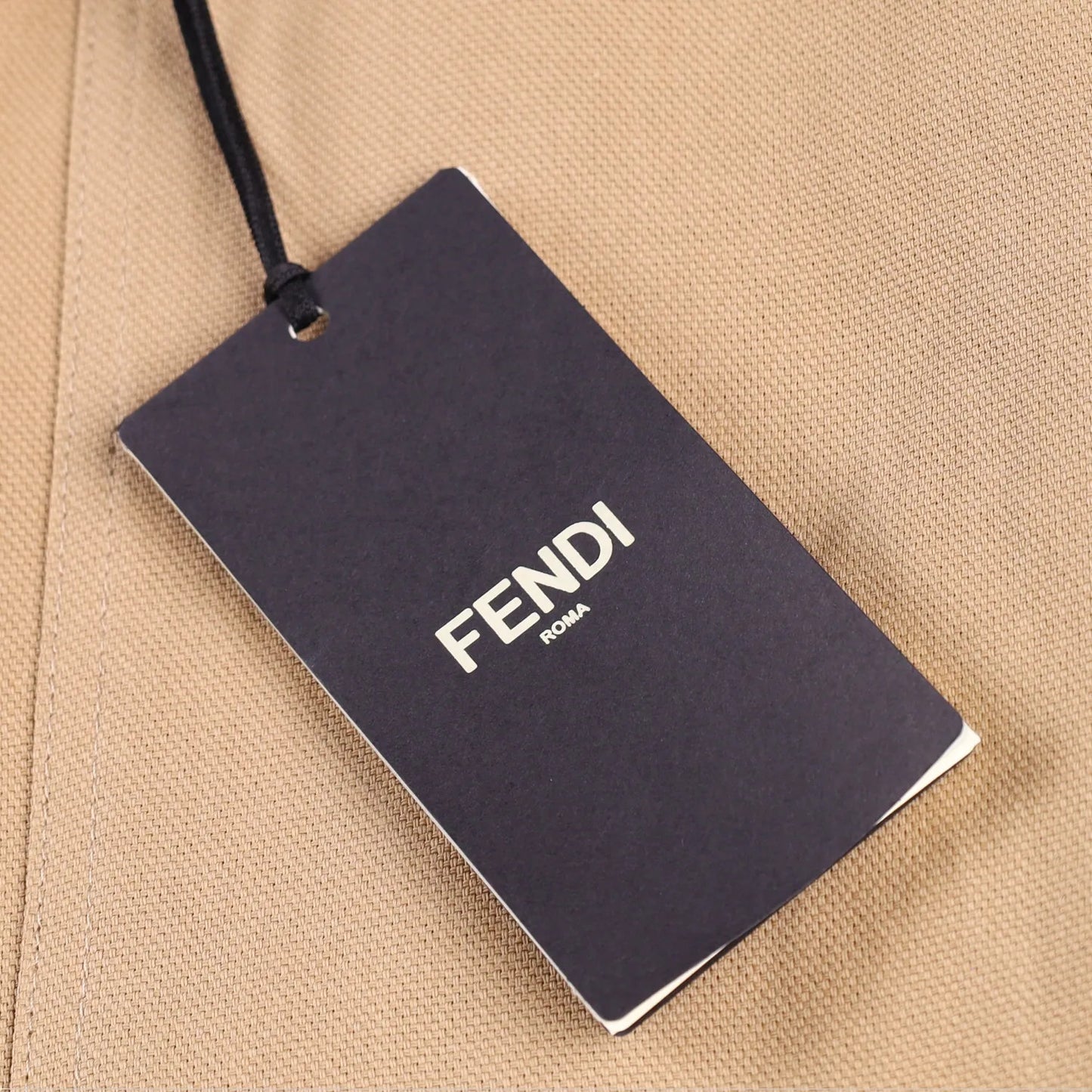 FENDI Mens Bermuda Shorts Paper Canvas Beige Flat Front Zip Size 46 RRP 945 — View 8