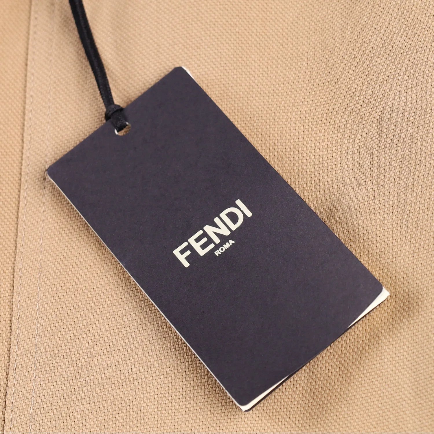 FENDI Mens Bermuda Shorts Paper Canvas Beige Flat Front Zip Size 46 RRP 945 — View 8