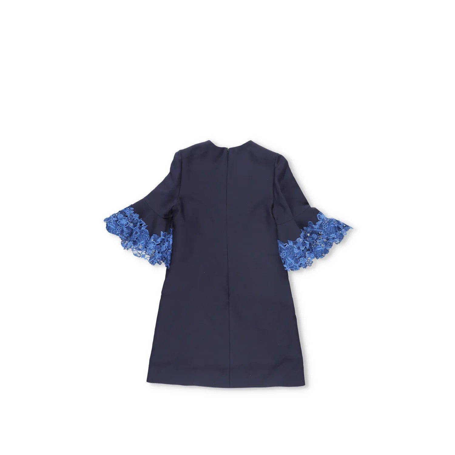 Valentino Womens Dress Mini Blue Lace Zip Round Neck 3/4 Bell Sleeve 38 RRP 1800 — View 9