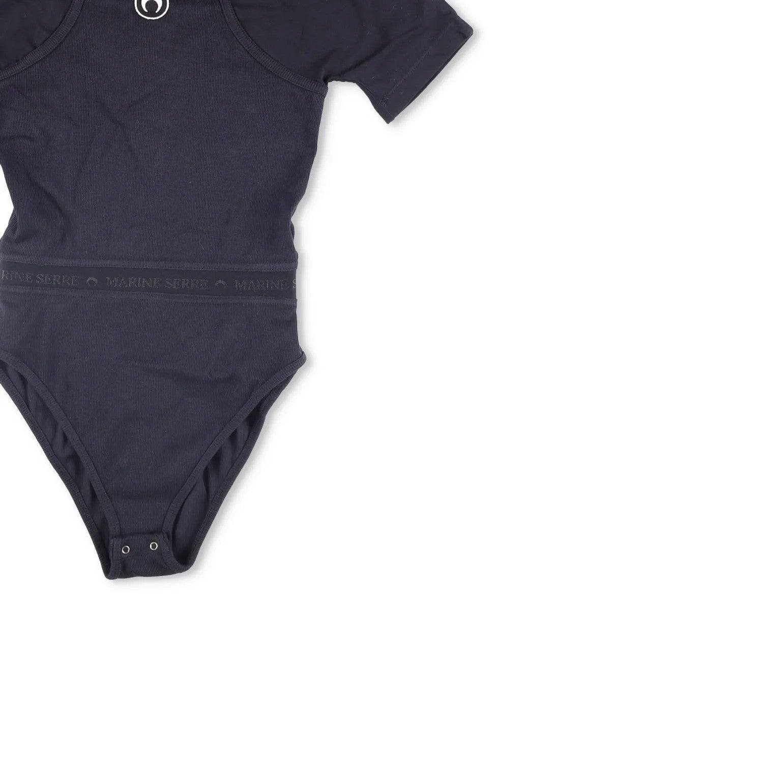 MARINE SERRE Organic Cotton Rib 2X2 Body Black Bodysuits Size XS RRP 260 — View 4