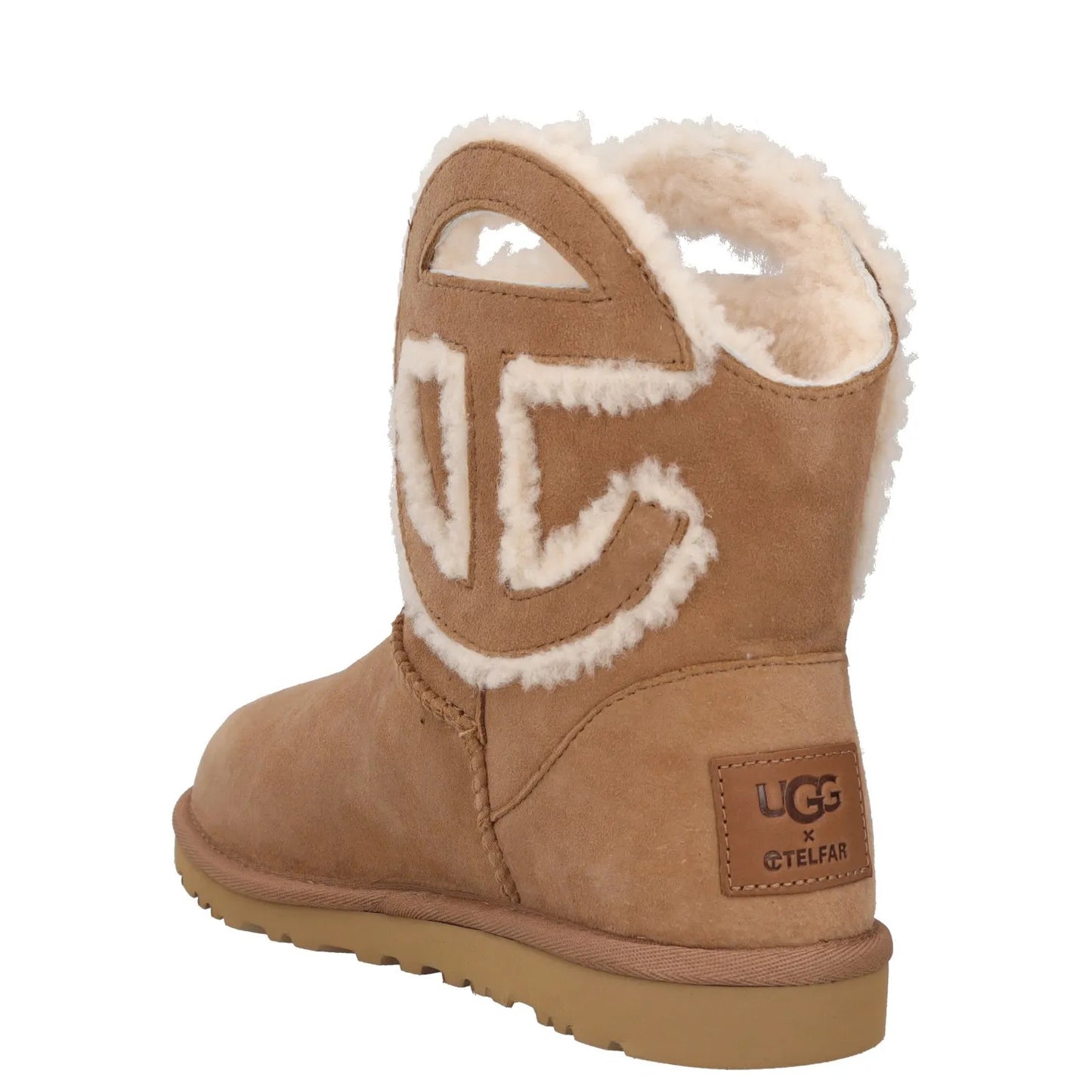 UGG X TELFAR Womens Ankle Boots Brown Leather Shearling Pull On UK 4 RRP 250 — View 5
