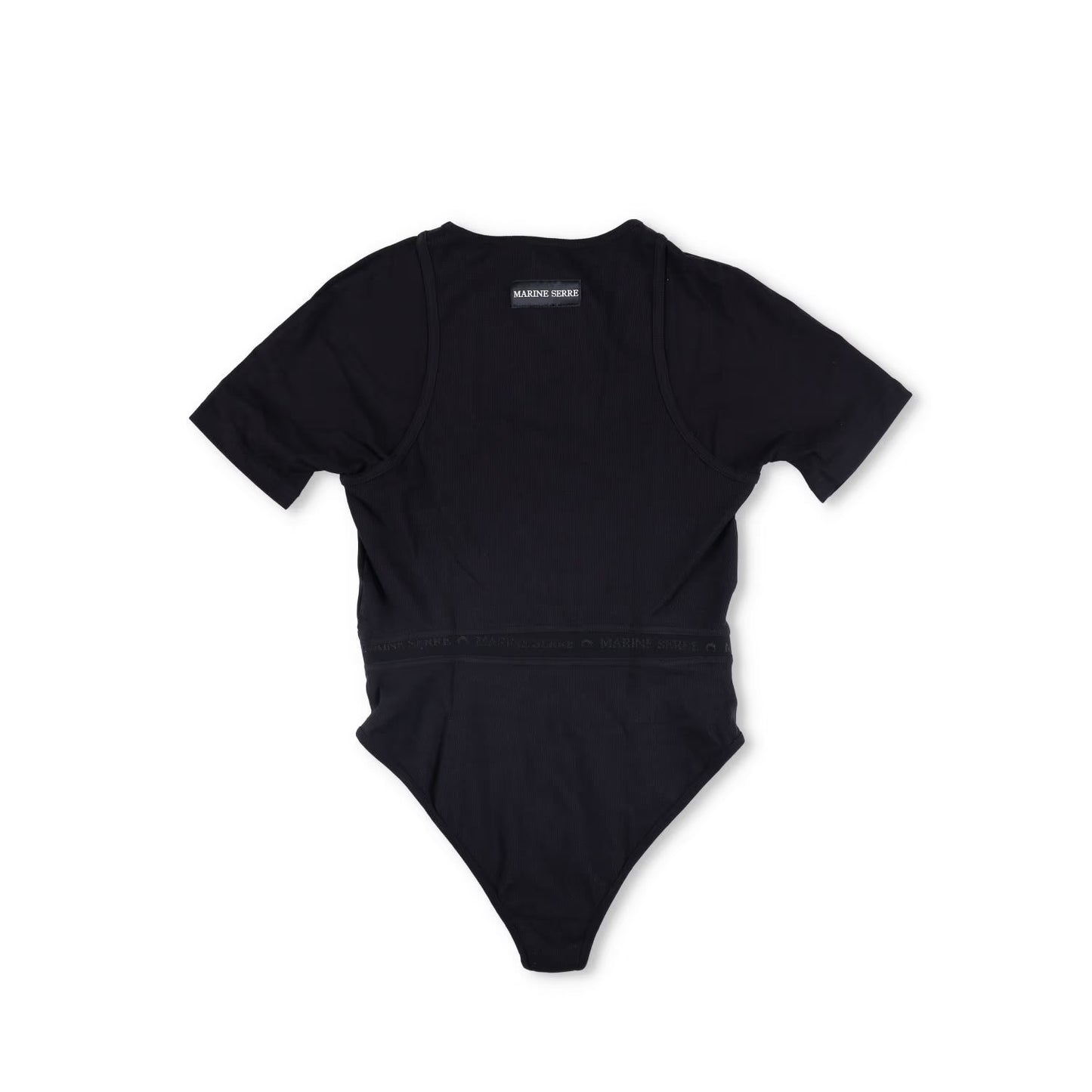 MARINE SERRE Organic Cotton Rib 2X2 Body Black Bodysuits Size XL RRP 260 — View 6