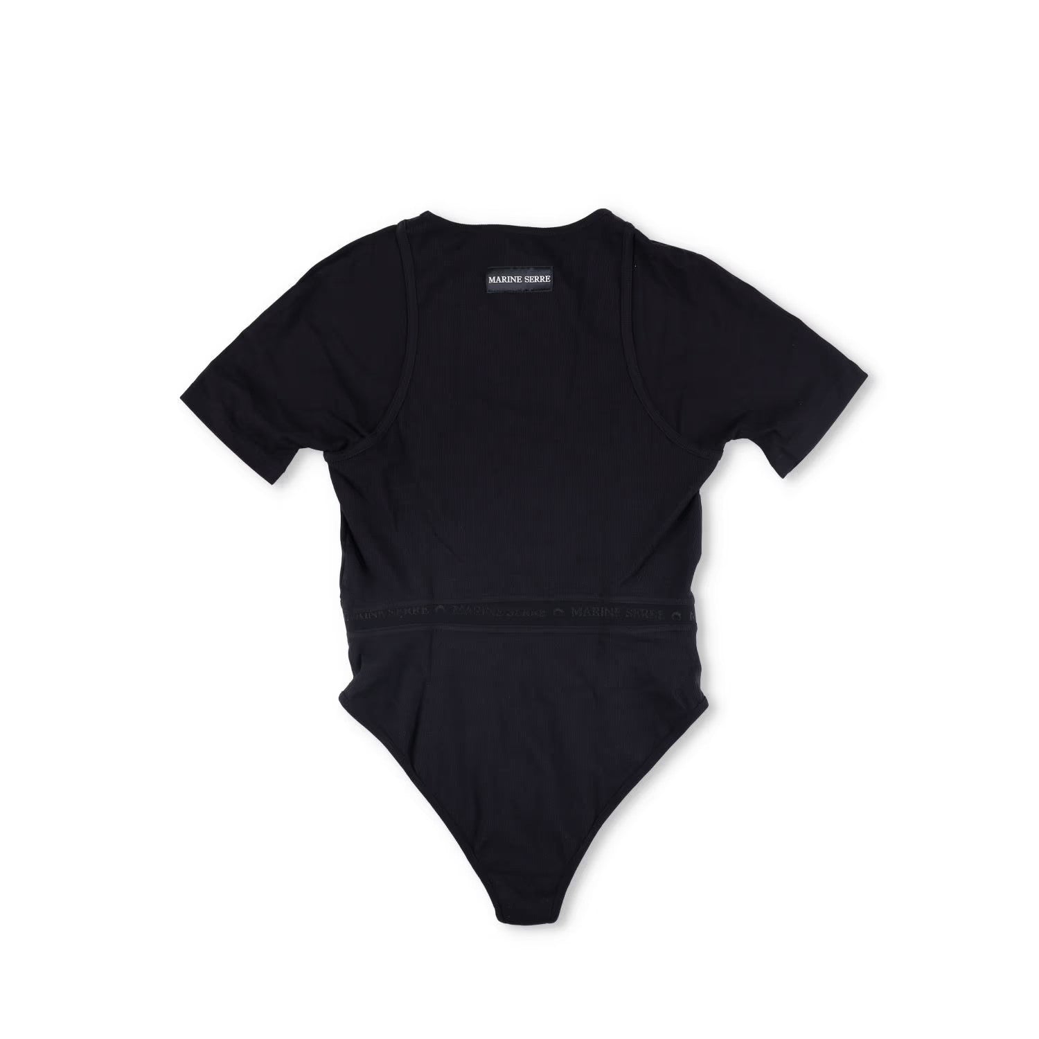 MARINE SERRE Organic Cotton Rib 2X2 Body Black Bodysuits Size XL RRP 260 — View 6