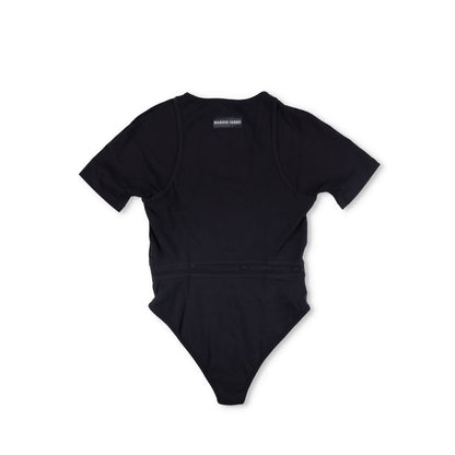 MARINE SERRE Organic Cotton Rib 2X2 Body Black Bodysuits Size XL RRP 260 — View 6