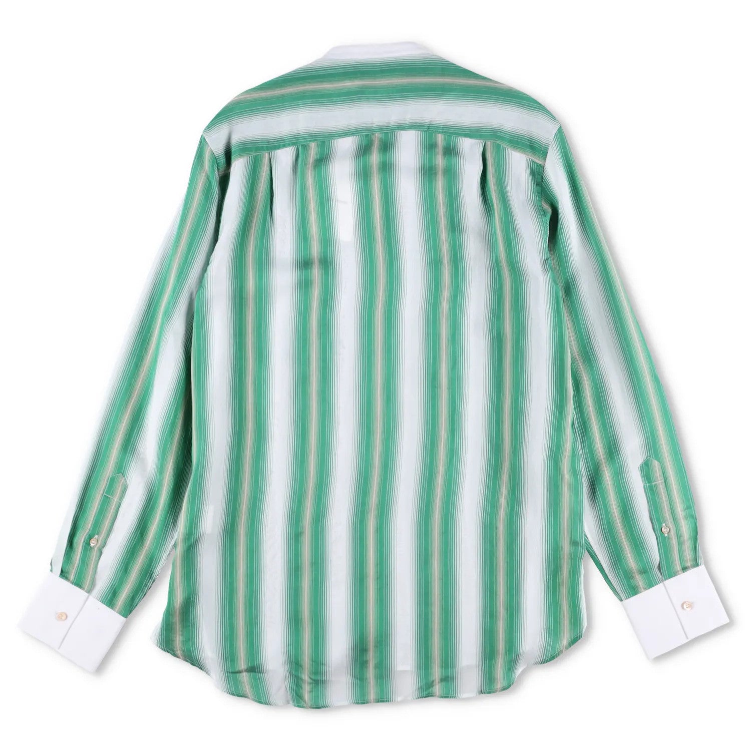 WALES BONNER Mens Cadence Silk Stripe Shirt Green White Button-Up 48 RRP 570 — View 10