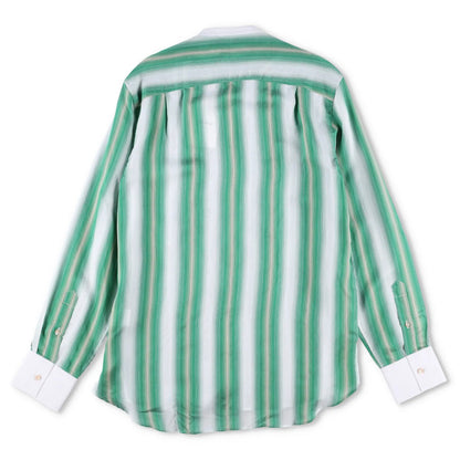 WALES BONNER Mens Cadence Silk Stripe Shirt Green White Button-Up 48 RRP 570 — View 10
