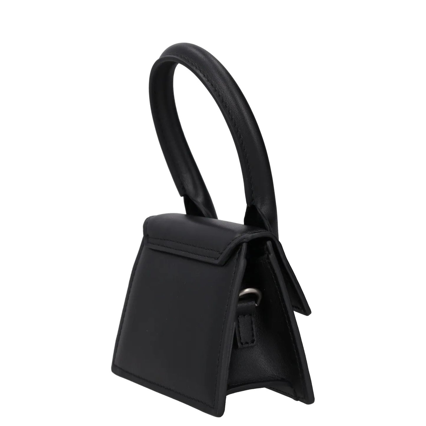 JACQUEMUS Womens Satchel Top Handle Bag Black Leather Silver Logo XS RRP 450 — View 5