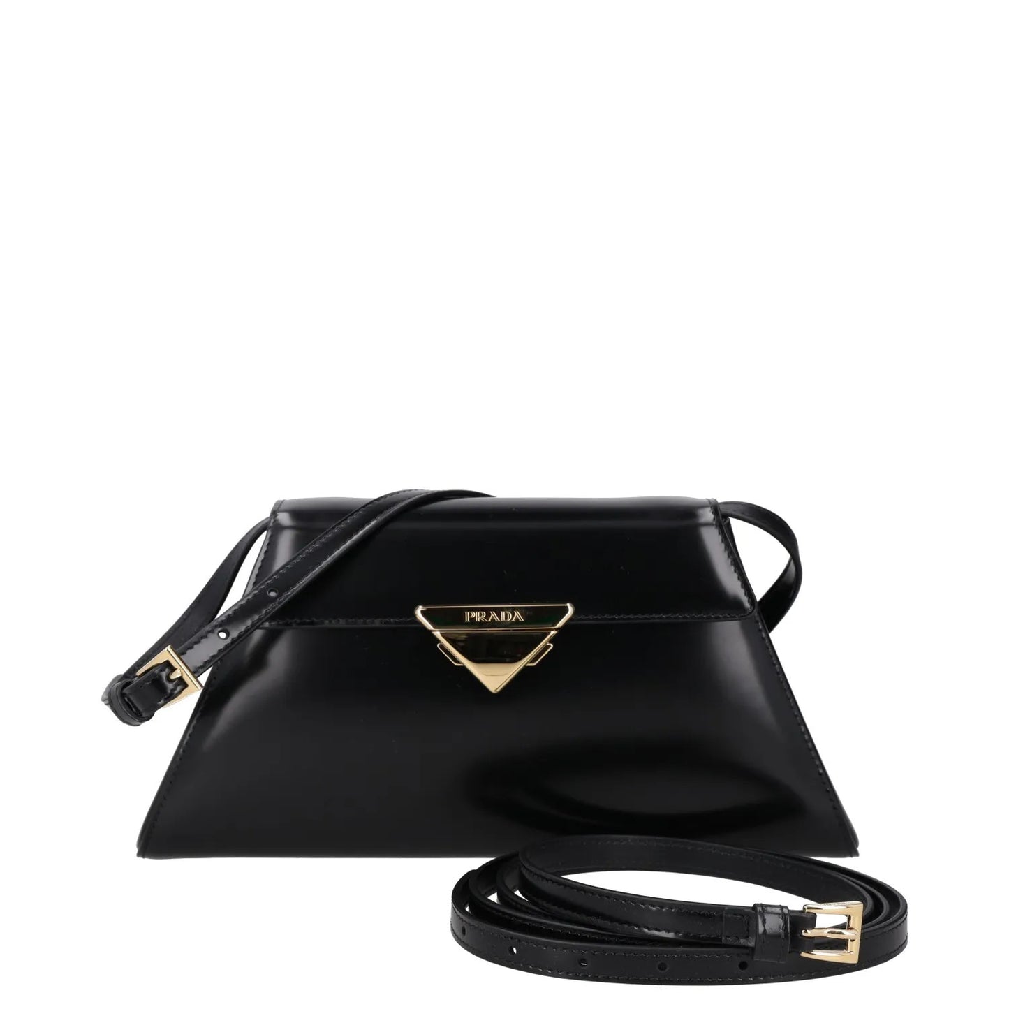PRADA Womens Spazzolato Brushed Leather Shoulder Bag Black Size M RRP 2650 — View 8