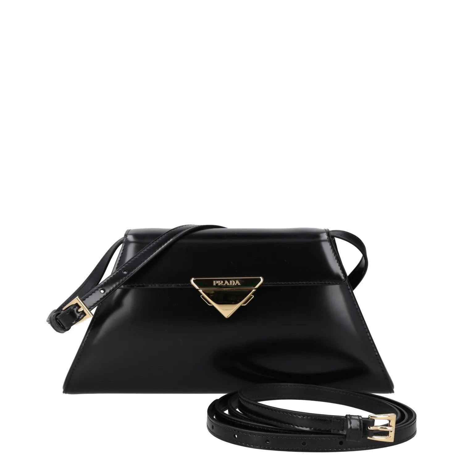 PRADA Womens Spazzolato Brushed Leather Shoulder Bag Black Size M RRP 2650 — View 8