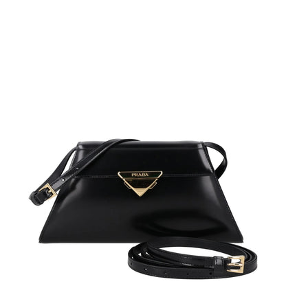 PRADA Womens Spazzolato Brushed Leather Shoulder Bag Black Size M RRP 2650 — View 8