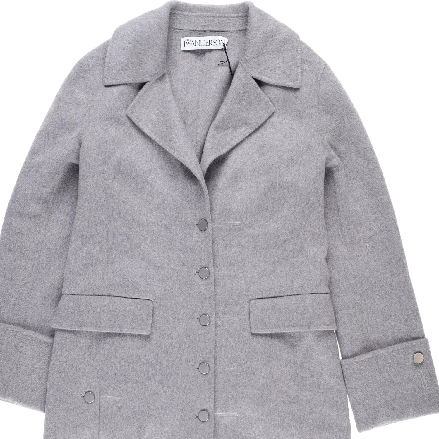 J.W.Anderson Mens Straight Fit Multi Button Grey Wool Blend Overcoat 8 RRP 1210 — View 5