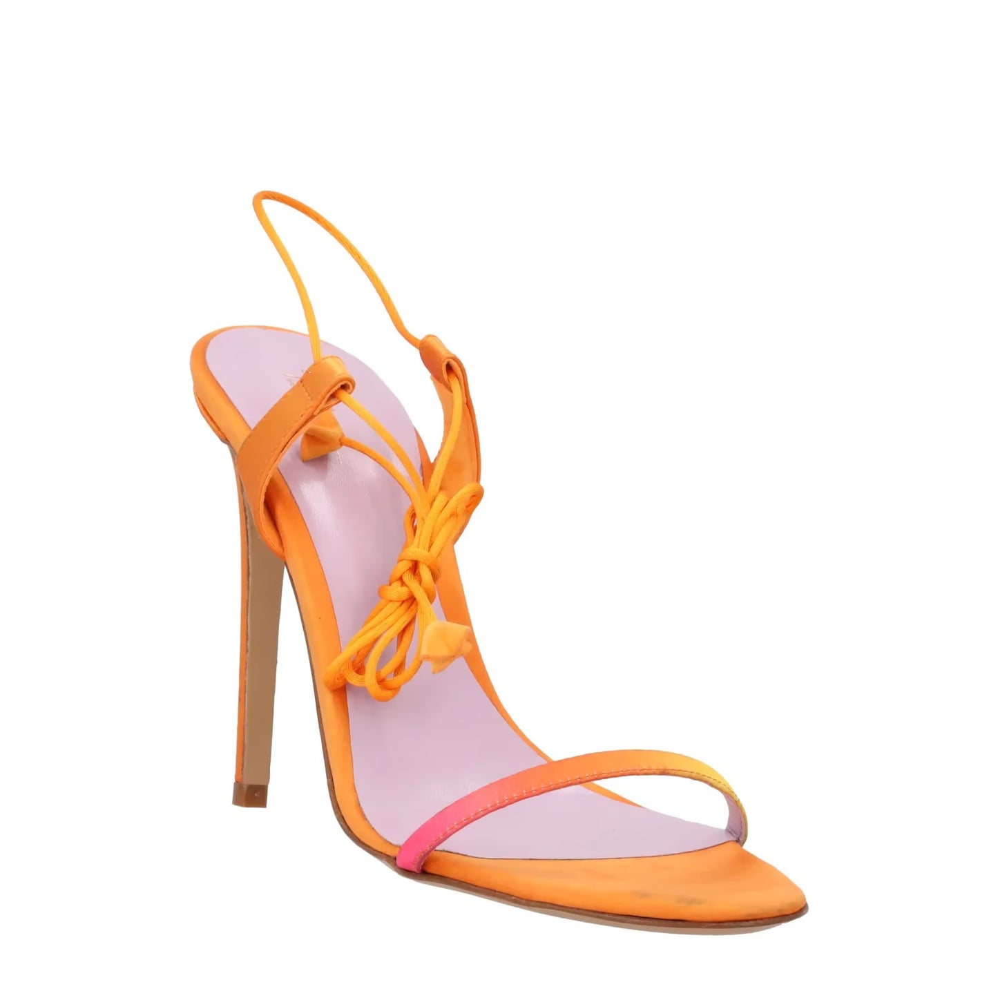 TITI ADESA Yara Strappy Sandals Orange Satin Leather High Heel EU 40 RRP 550 — View 2