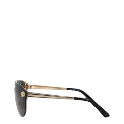 VERSACE Unisex Shield Sunglasses Gold Metal Frame Grey Reflective Lens OS RRP350 — View 3