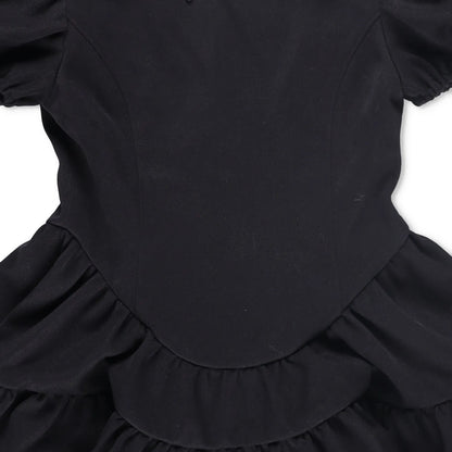 SHUSHU TONG Womens Fit & Flare Dress Black Puff Sleeve Ruffle Collared 8 RRP 650 — View 3