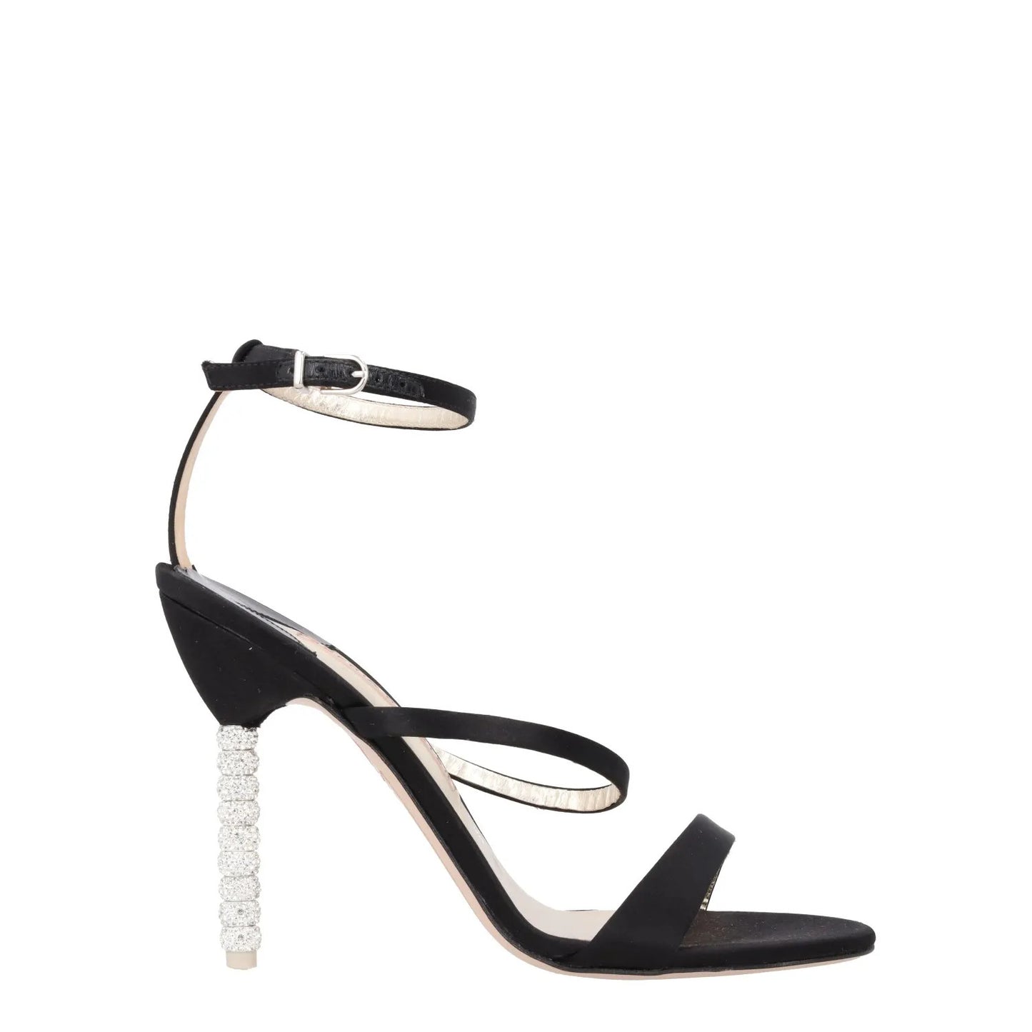SOPHIA WEBSTER Rosalind Crystal Sandal Black Fabric Leather High Heel UK8 RRP500
