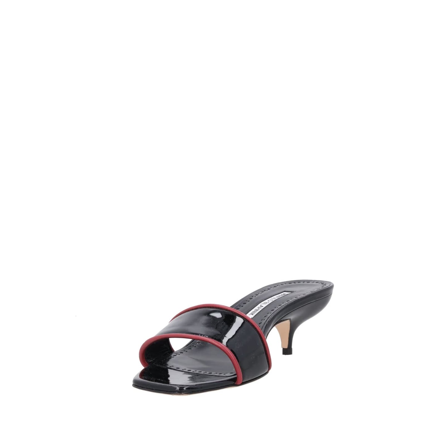 MANOLO BLAHNIK Womens Hemalmu 50 Mid Heel Mule Patent Black UK7 RRP 705 — View 3