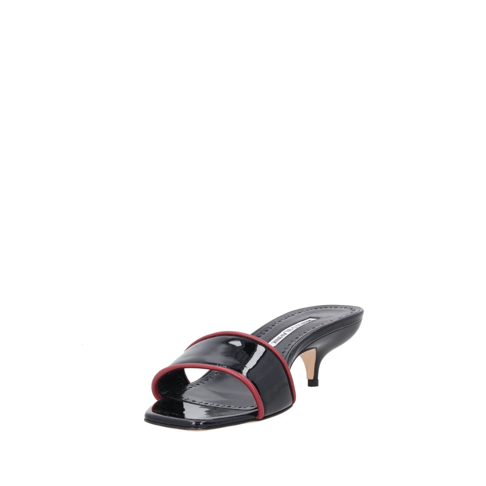 MANOLO BLAHNIK Womens Hemalmu 50 Mid Heel Mule Patent Black UK7 RRP 705 — View 3