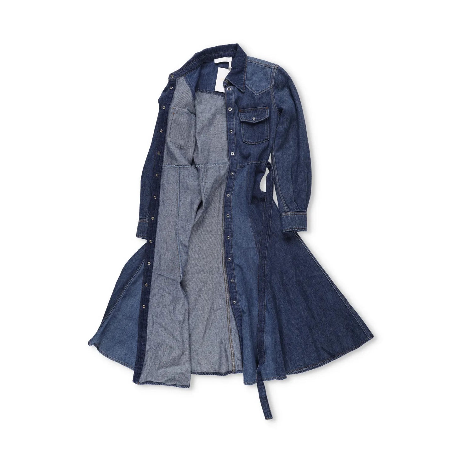 CHLOE Womens Denim Midi Dress Long Sleeve Button Front Dark Blue Size 34 RRP1305 — View 5