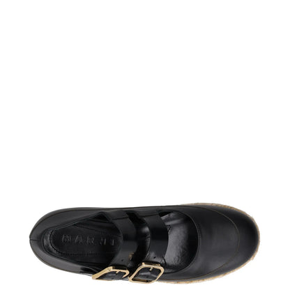 MARNI Womens Espadrille Sandals Black Leather Buckle Strappy UK 4 RRP 250 — View 7