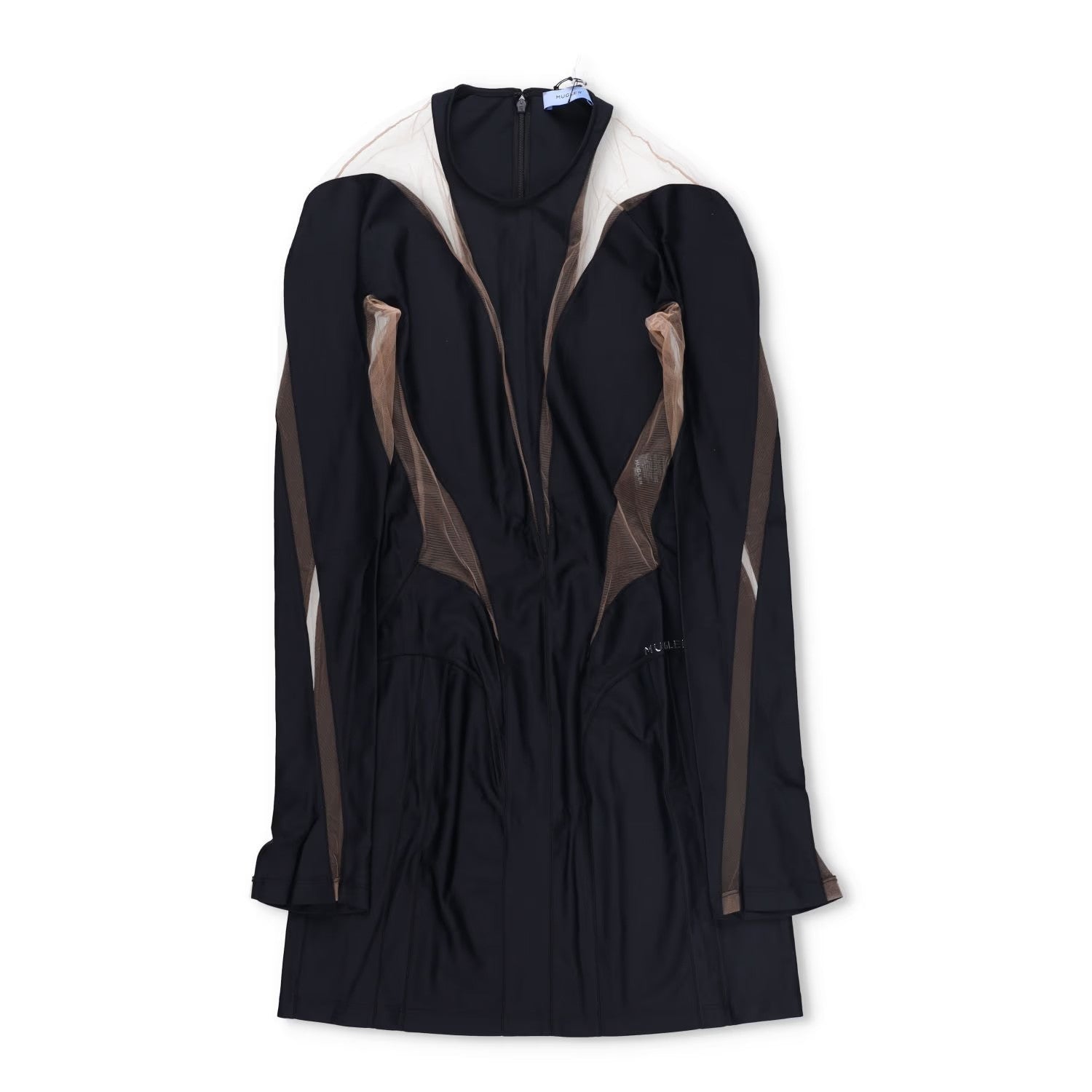 MUGLER Bodycon Mini Dress Black Nude 01 Black Mini Dresses Size 40 RRP 650