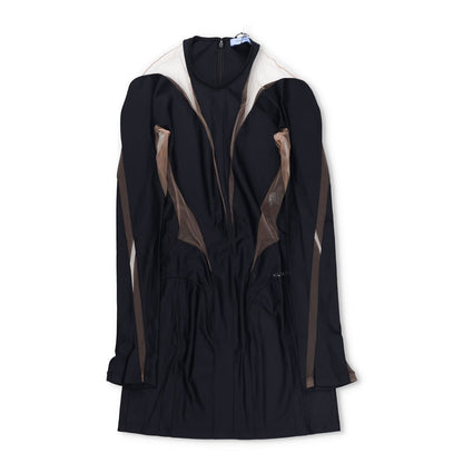 MUGLER Bodycon Mini Dress Black Nude 01 Black Mini Dresses Size 40 RRP 650