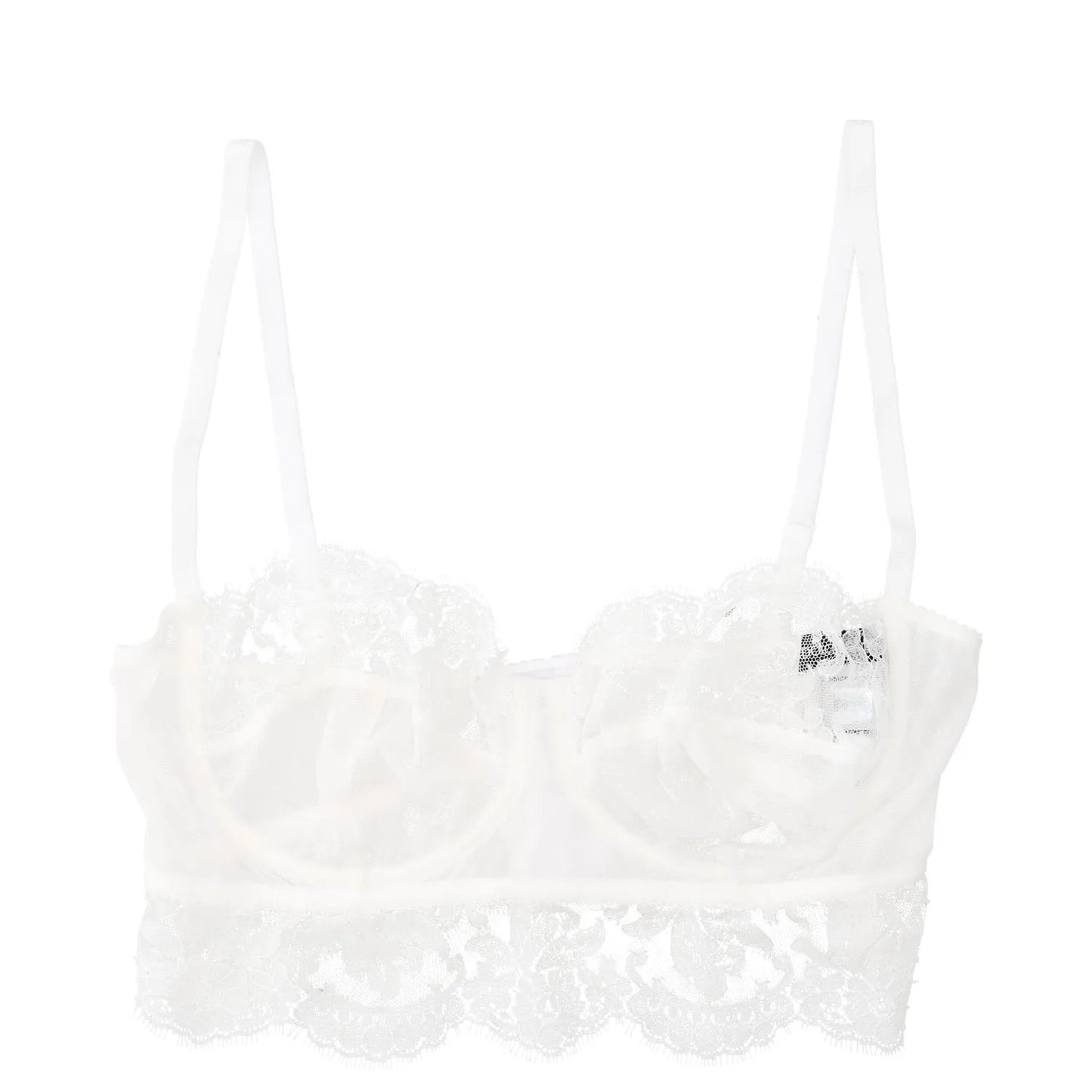 DOLCE&GABBANA Women Bra Balconette Underwire Chantilly Lace Silk White XL RRP386 — View 2