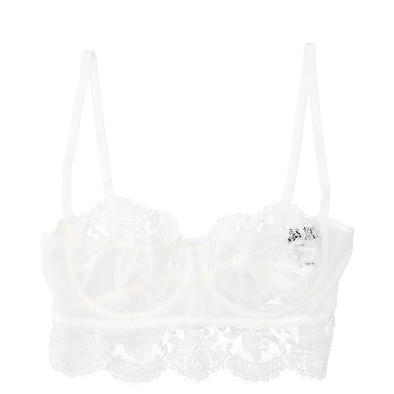 DOLCE&GABBANA Women Bra Balconette Underwire Chantilly Lace Silk White XL RRP386 — View 2
