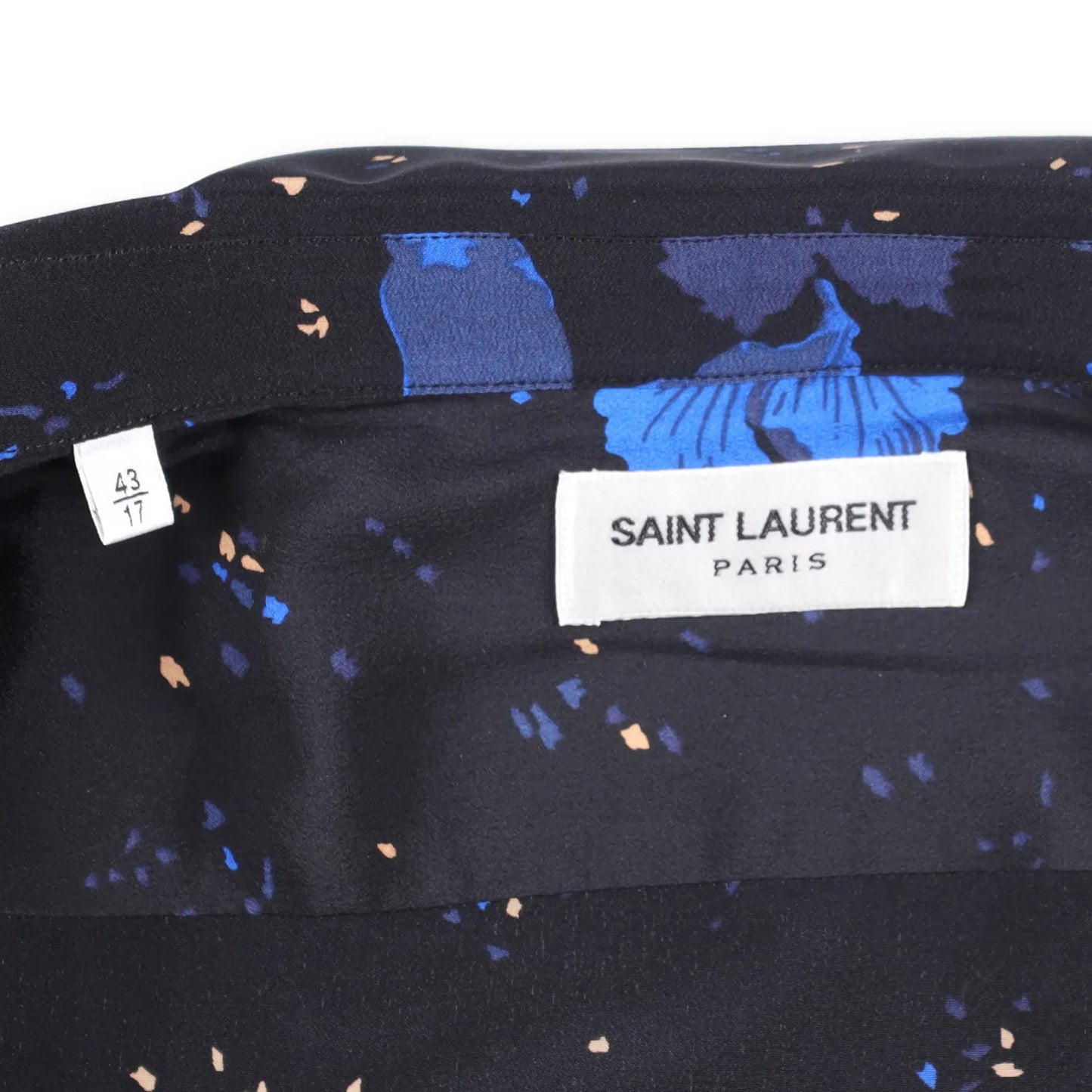 SAINT LAURENT Mens Shirt Silk Print Button-Up Black Short Sleeve Size 43 RRP 950 — View 7