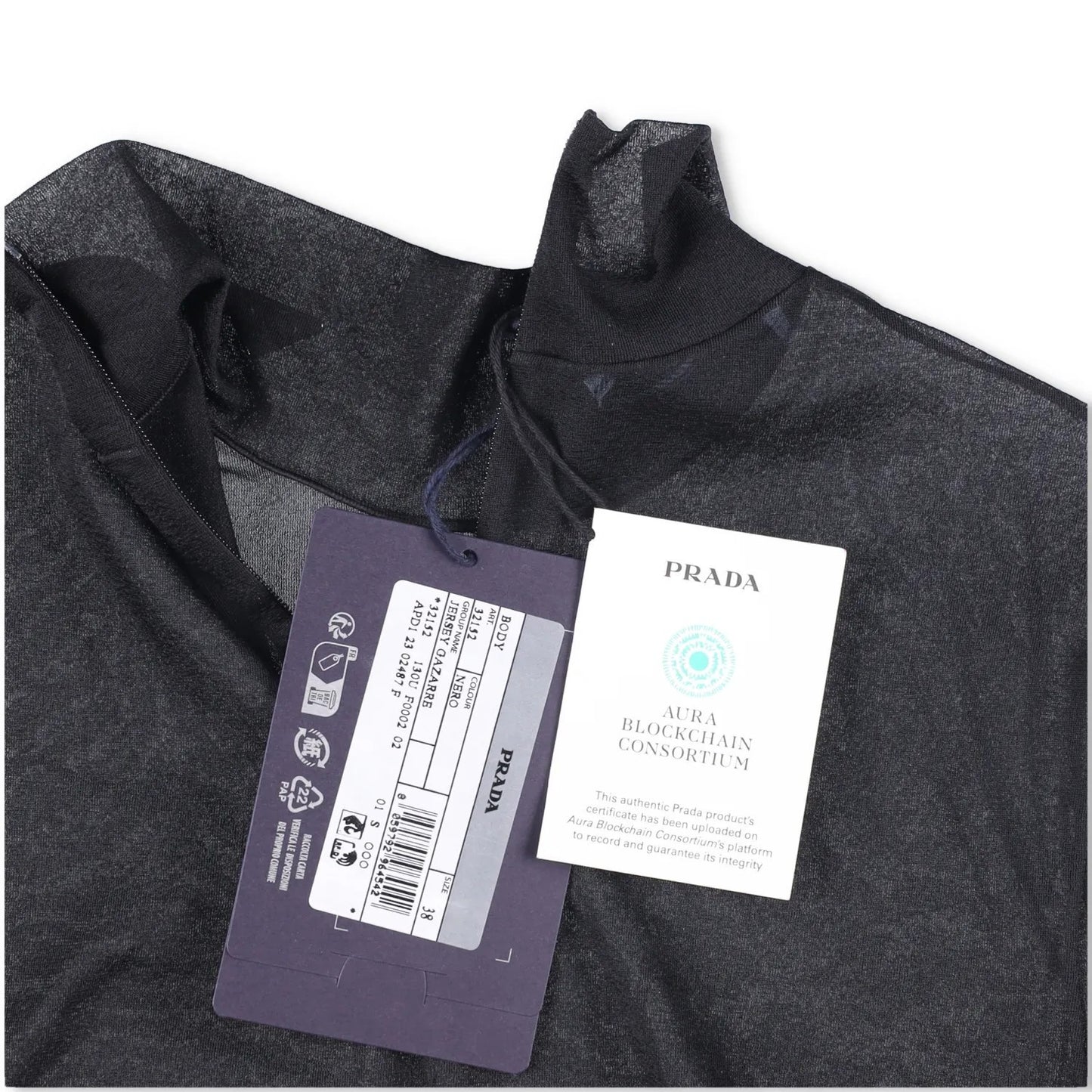 PRADA Womens Allinone Bodysuit High Neck Long Sleeve Fitted Black 38 RRP 770 — View 6