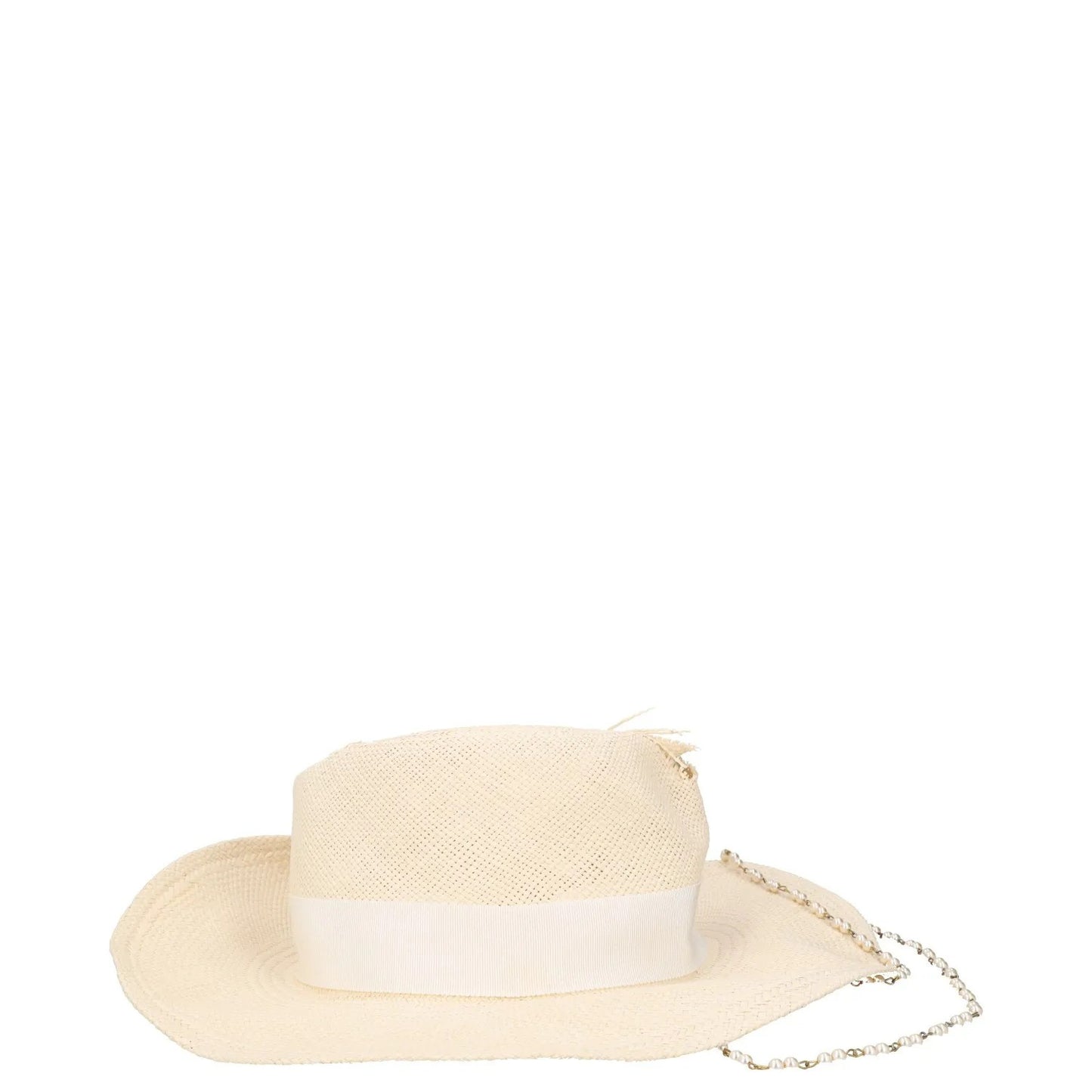 RUSLAN BAGINSKIY Womens Double Chain Strap Fedora Hat White Size M RRP 300 — View 6