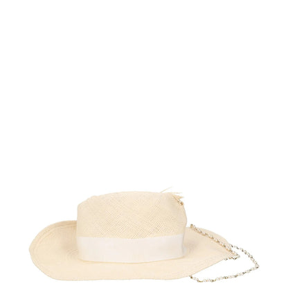 RUSLAN BAGINSKIY Womens Double Chain Strap Fedora Hat White Size M RRP 300 — View 6