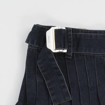 DION LEE Womens Darted Denim Mini Skirt Black Cotton Buckle Size 6 RRP 690 — View 3