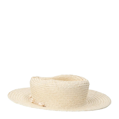 LACK OF COLOUR Womens Seashells Straw Fedora Hat Beaded Neutral Size S RRP 155 — View 4